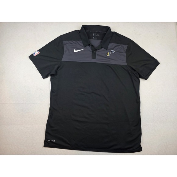 Nike Utah Jazz Black Grey Stripe Coaches Polo NBA Men's Size XL Dri-Fit - Picture 1 of 8